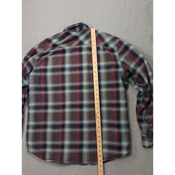Grizzly Mountain Shirt Jacket Mens XL Flannel Red Gray Plaid Lined Shacket Snap - Picture 8 of 14